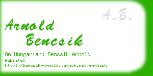 arnold bencsik business card